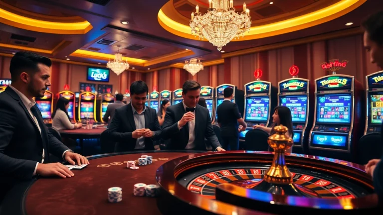 Exciting gambling action at trang chủ luck8 with poker chips and roulette wheel.