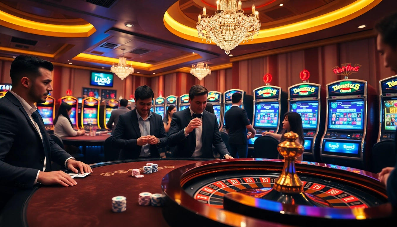 Exciting gambling action at trang chủ luck8 with poker chips and roulette wheel.