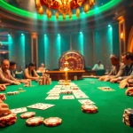 Experience the thrill of BDTK666 at a luxurious poker table surrounded by excited gamblers.