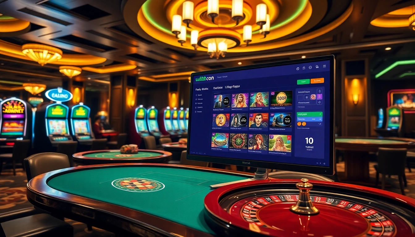 Engaging players at uu88 con enjoying diverse casino games in a vibrant gaming scene.