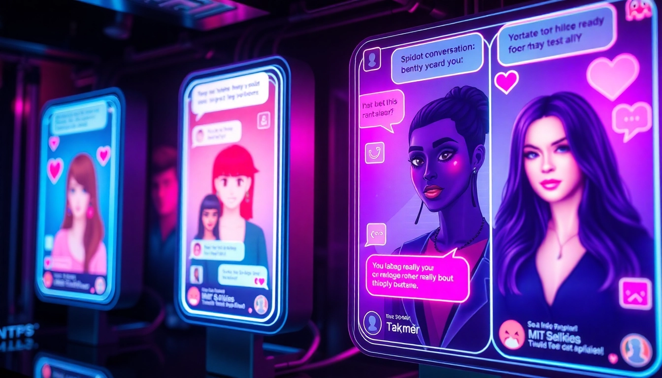 Exciting AI porn chat interface showcasing diverse avatars and chat interactions.
