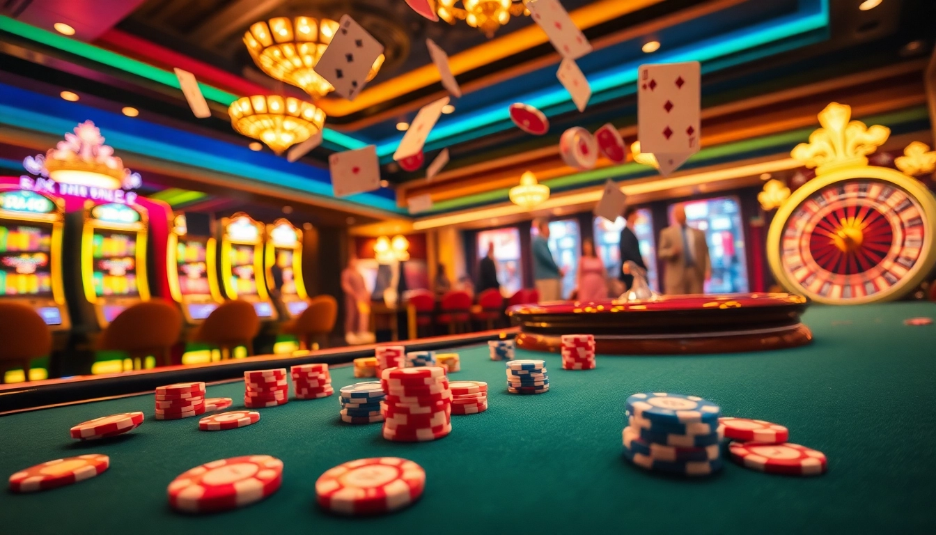 Players engaging with the k9k9 game amidst vibrant casino visuals and dynamic gaming elements.