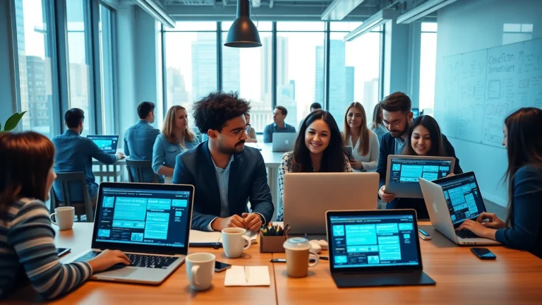 Mobile web development NYC team collaborating in a modern office environment.