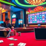 S8 casino scene showcasing high-stakes poker with luxury elements and modern devices.
