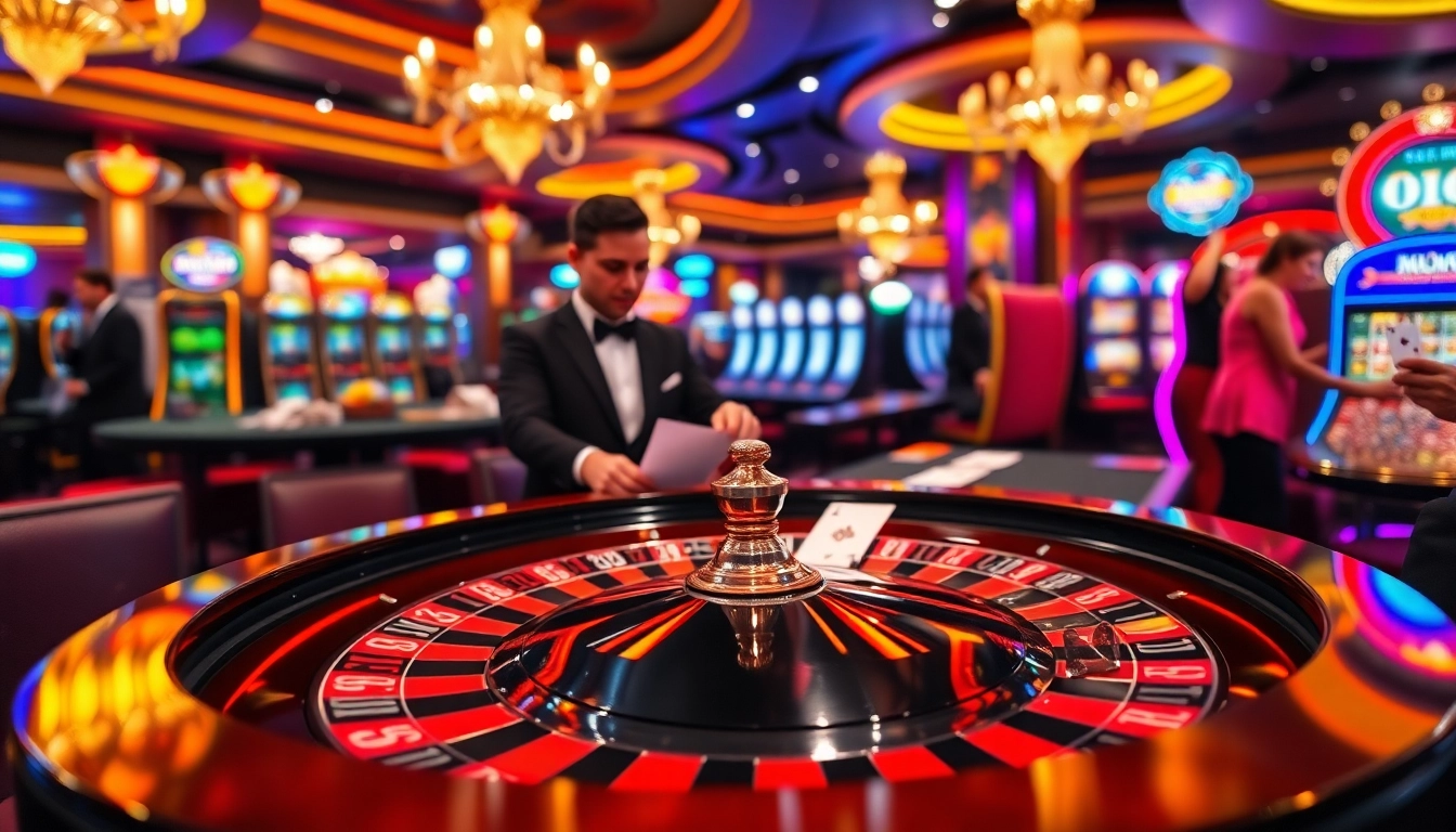 Experience thrilling gameplay at Jun88 with stunning casino visuals featuring roulette and dealer interaction.