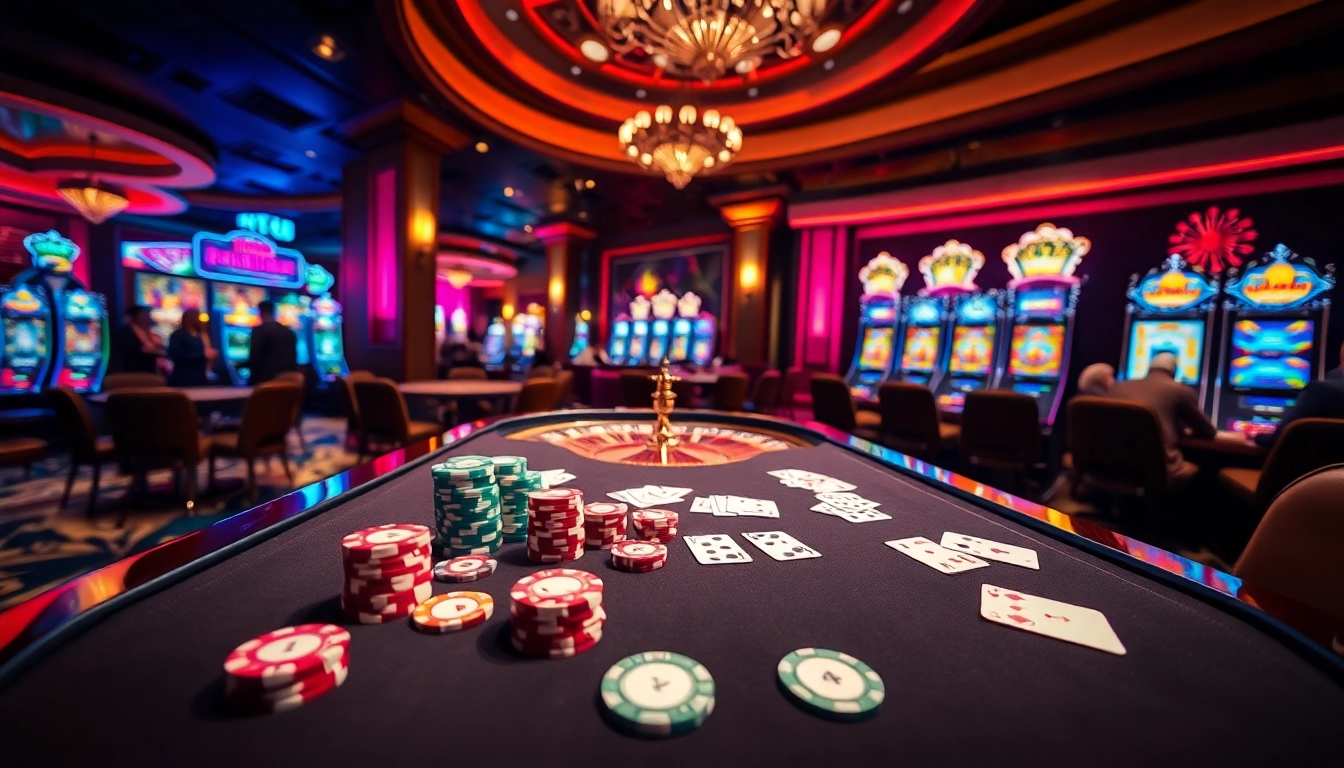 RR88 gaming scene with vibrant tables and engaging players in an exciting casino atmosphere.