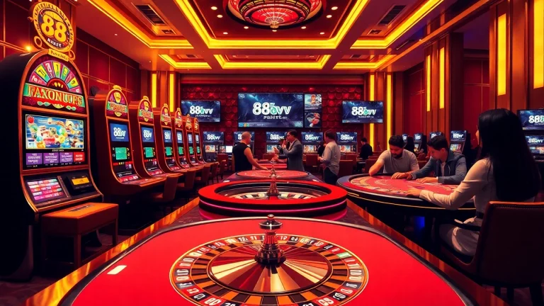 Experience thrilling gaming at 88vv with dynamic slot machines and stylish casino tables.