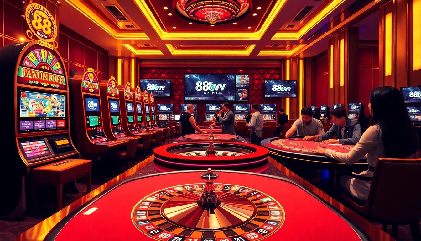 Experience thrilling gaming at 88vv with dynamic slot machines and stylish casino tables.