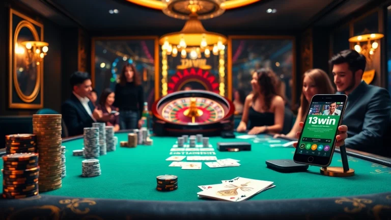 Experience the thrill of betting at 13win with vibrant poker chips and luxury casino elements.