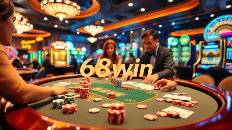Enjoying an engaging game at 68win’s professional poker table with vibrant chips and cards.