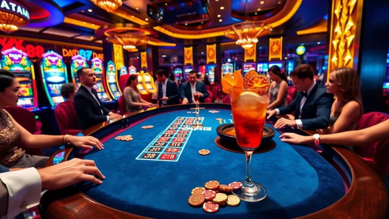Experience thrilling gameplay at XX88's luxurious casino with vibrant roulette tables and elegant dealers.