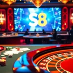 Players enjoying the S8 online gambling experience at an elegant casino.