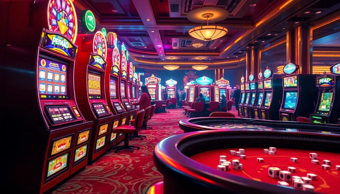 PEN4D slot machines in a vibrant casino atmosphere, showcasing players enjoying their gaming experience.