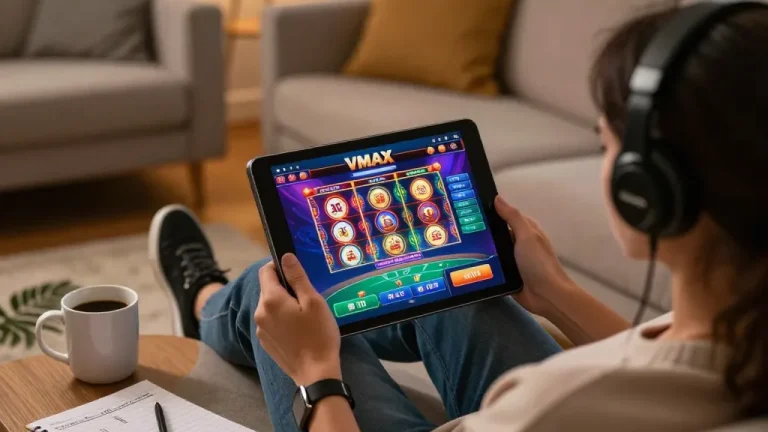 Engaging with the VMAX online casino interface for thrilling gaming experiences at home.