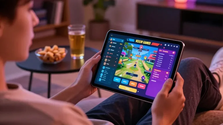 Engaging with nsfw games mod on tablet in relaxing home setting, showcasing immersive gameplay.