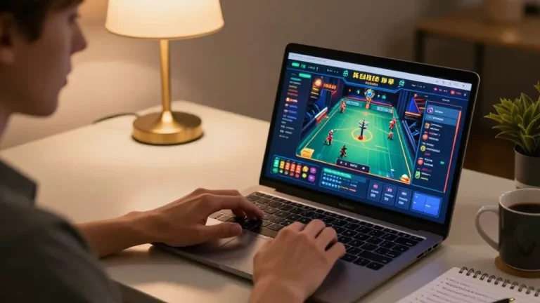 Player engaging with lc88 online casino on laptop with strategic betting notes.