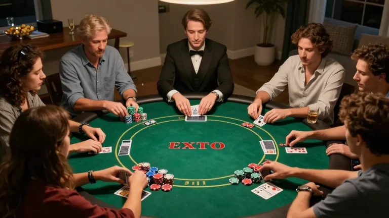Teman-teman menikmati permainan idn poker yang mendebarkan saat malam poker santai di rumah