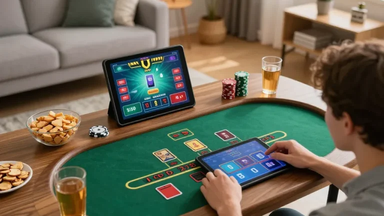 okwin68 player enjoying live dealer blackjack from home during a cozy evening