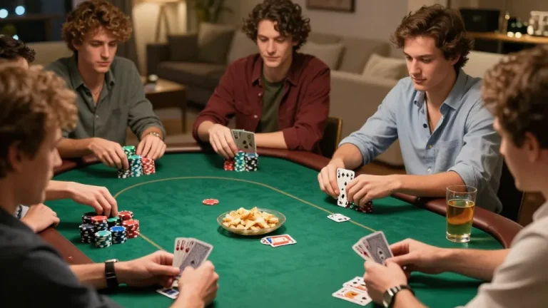 Players enjoying a game of poker around the table, showcasing the hidden wiki references for online gaming safety.