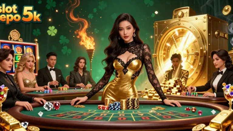 Experience thrilling gameplay with slot depo 5k symbols amidst dazzling golden elements.