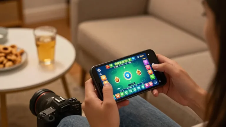 Xóc đĩa online gameplay on mobile device with colorful betting interface in cozy home setting