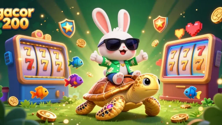 Experience thrilling play at gacor 200 with a vibrant, dynamic casino-themed illustration of luck and gaming excitement.