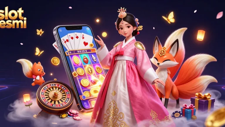 Terlibat dengan kegembiraan slot resmi melalui ilustrasi kasino yang cerah ini dengan karakter yang menawan dan permainan yang hidup.