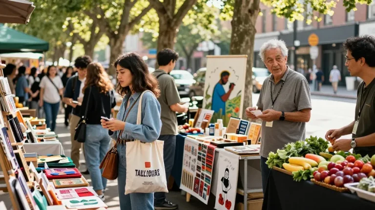 Vibrant urban shopping scene at https://forumup.org/shop/search.php?ca_id=&addr1=&addr2=&addr3=&schKeyword, showcasing diverse individuals engaged in a lively market.