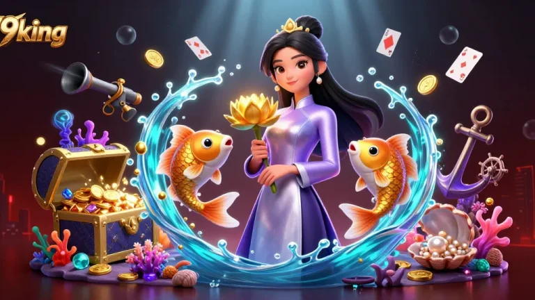 Engage with 79king's vibrant gaming atmosphere featuring an elegant woman surrounded by dynamic casino elements.