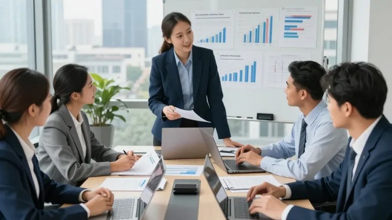 Check out this site for professional chartered accountants collaborating on financial strategies in a modern office.