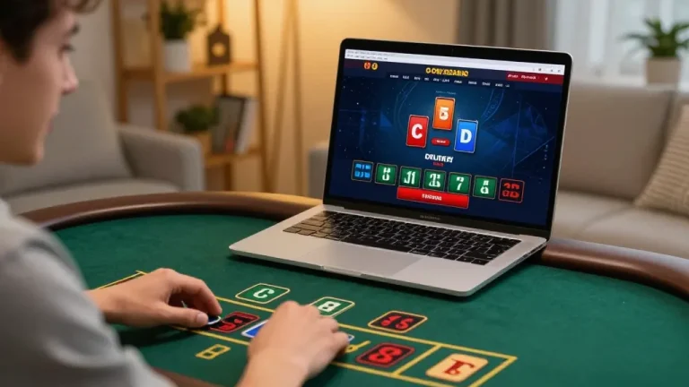 Player engaging with sc88 online blackjack table on laptop in a cozy home setting