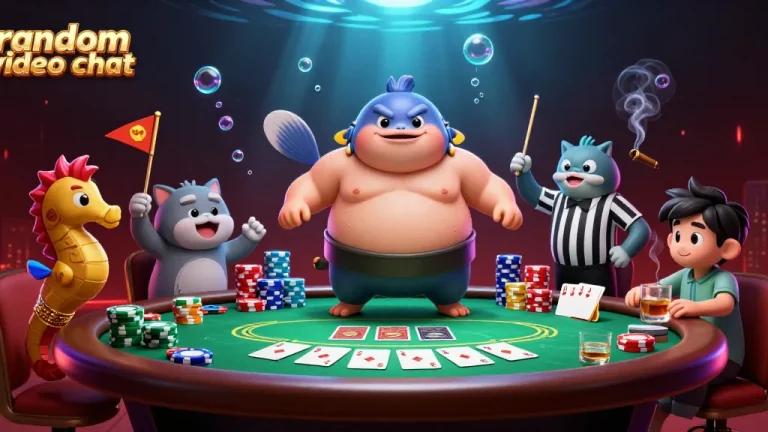 Engage in random video chat while experiencing a colorful underwater casino with fun characters.