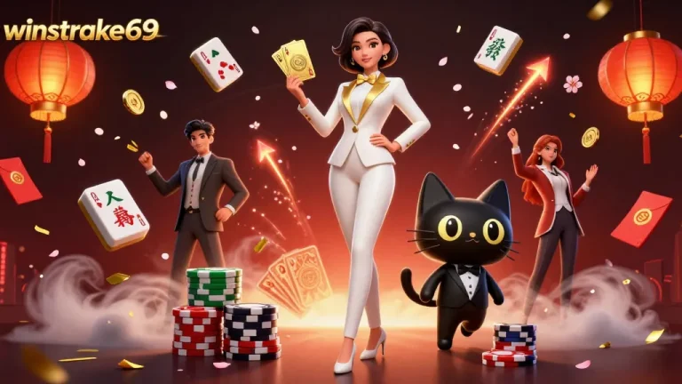 Winstrike69 elevates your gaming experience with a glamorous poker scene packed with vibrant casino elements.