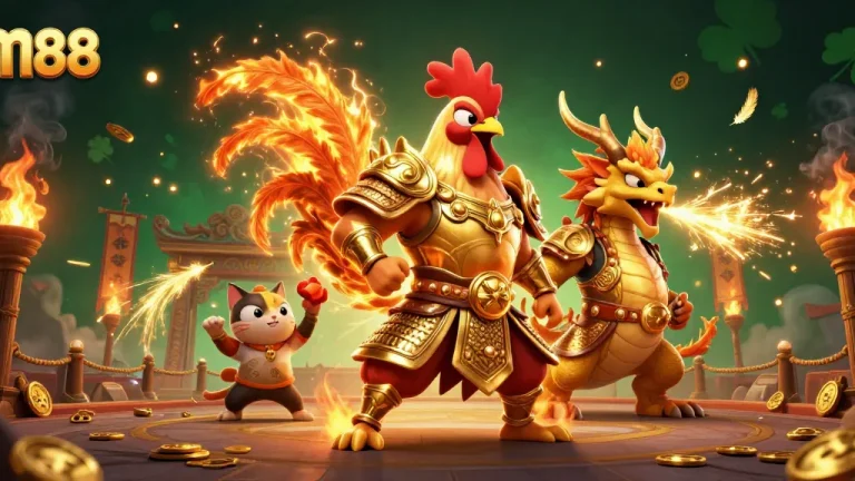 Win big at m88 with captivating gaming action featuring vibrant characters and casino elements.