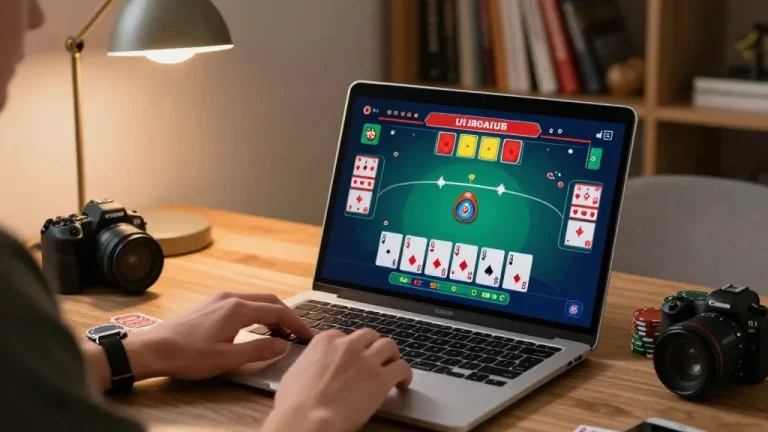Player enjoying a strategic blackjack game on Jun88, showcasing modern online gambling experience.