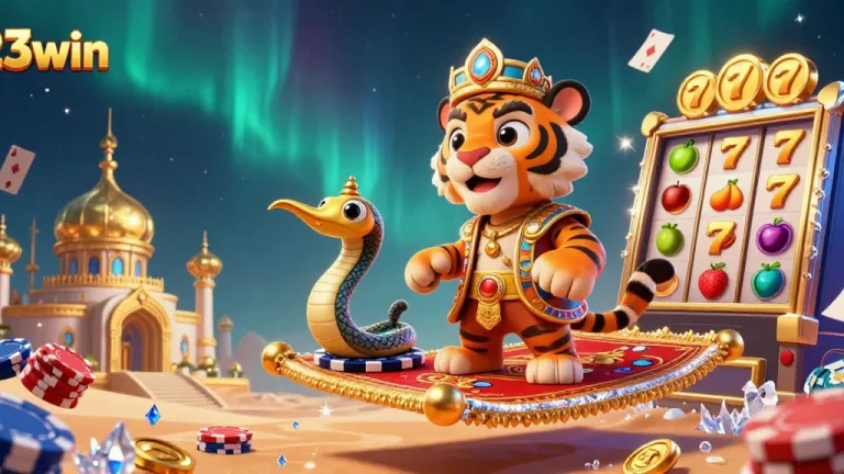 Engage in vibrant slot adventures with 23win, featuring a luxurious Arabian-themed setting and dynamic game elements.