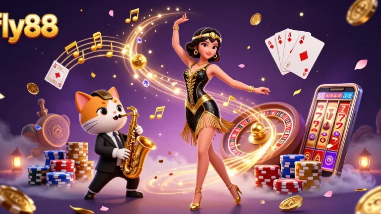 Experience winning moments with fly88 as golden coins and vibrant animations fill the scene.