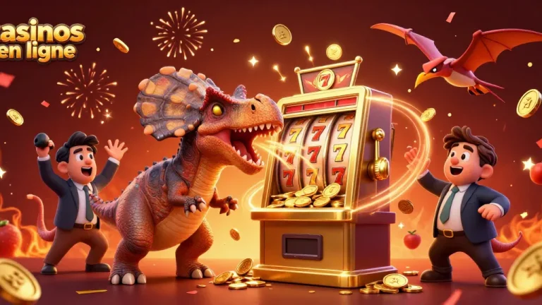 Jackpot des casinos en ligne avec un pachycéphalosaure et un ankylosaure, scènes riches en détails.