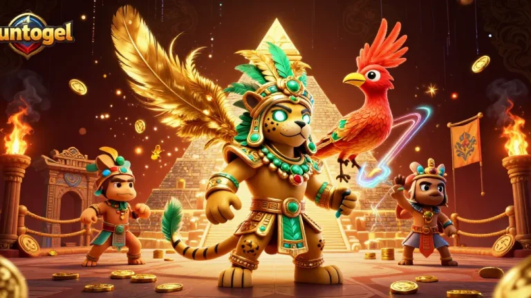 Immerse yourself in the world of buntogel with dynamic visual energy from a Mayan-themed gambling scene.