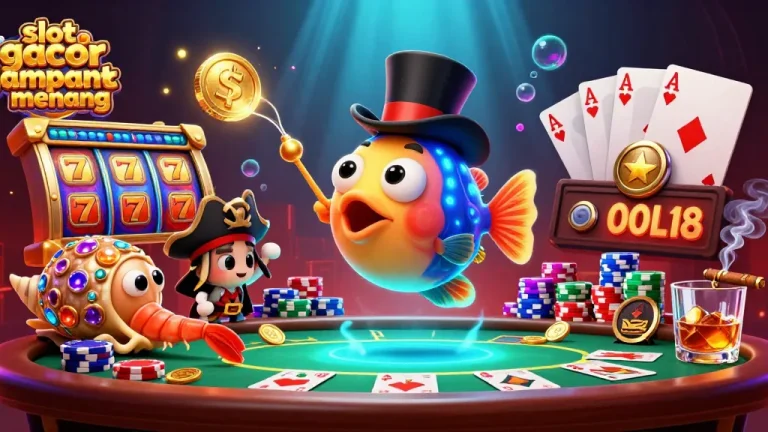 Attract golden coins by playing slot gacor gampang menang with dynamic 3D characters and casino elements.