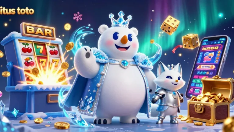 Situs toto offers thrilling slot gameplay, featuring the ice king and snow fox amidst a jackpot scene.