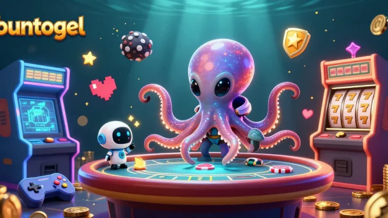 Experience exciting gameplay at Buntogel with vibrant casino-themed 3D illustration.