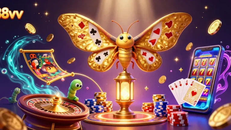 Experience the thrill of 88vv with golden coins cascading and dynamic casino scenes.