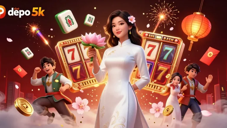 Playing slot depo 5k for big wins with exciting elements like slot reels and lucky 7s.